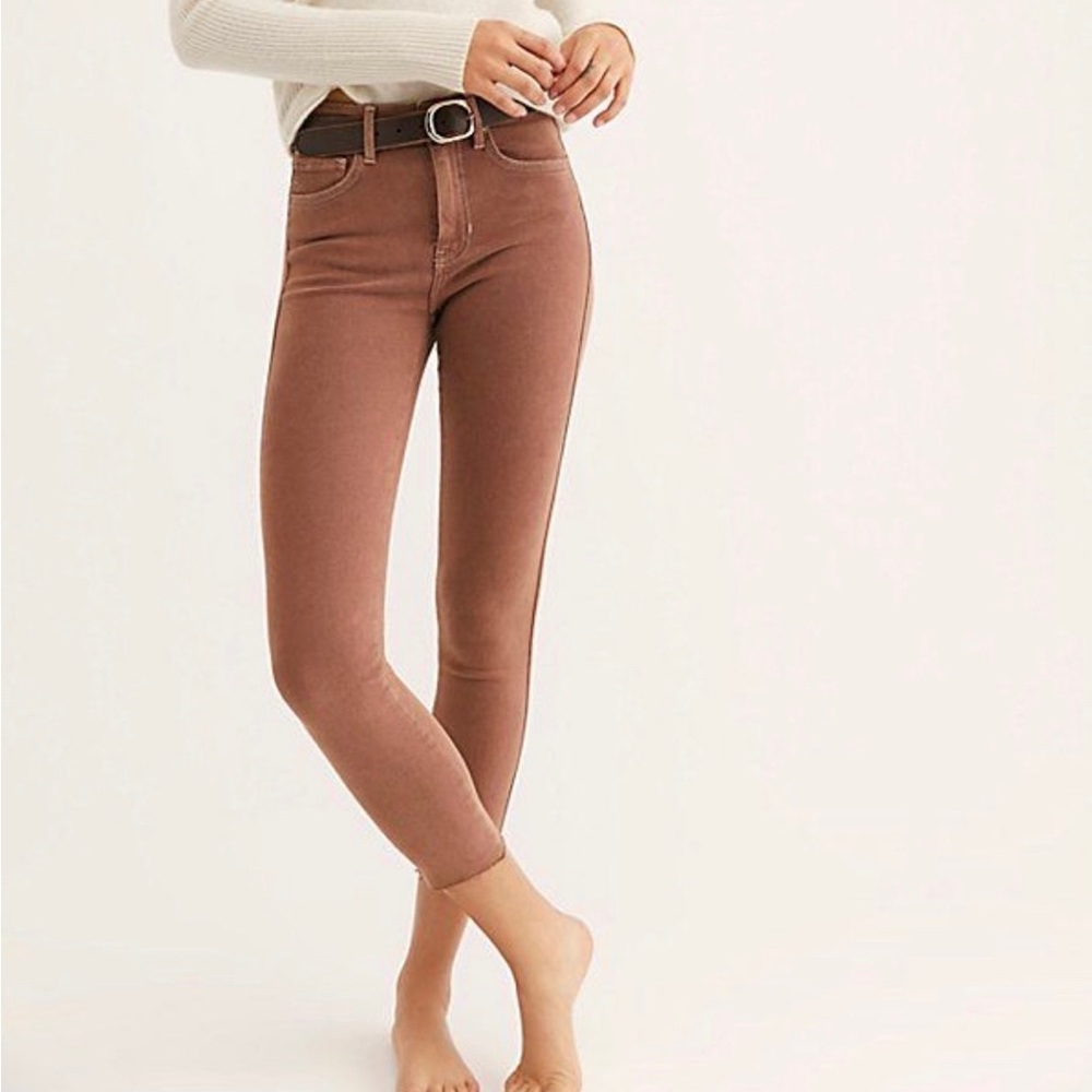 Free People Raw High-Rise Brown size 24
